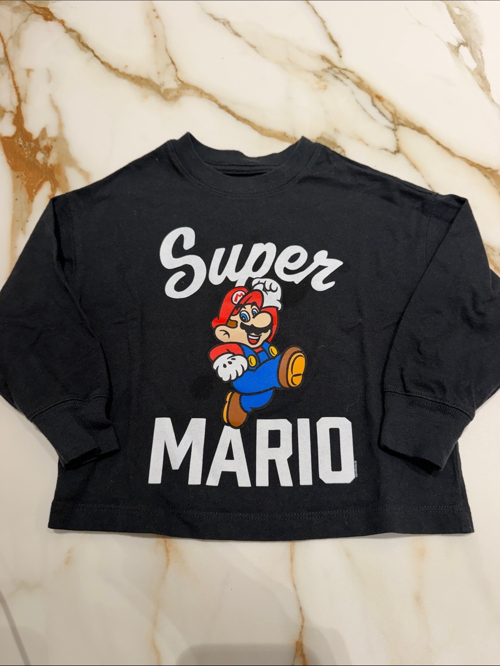 GAP Black Super Mario Graphic Long Sleeve Tee 2T
